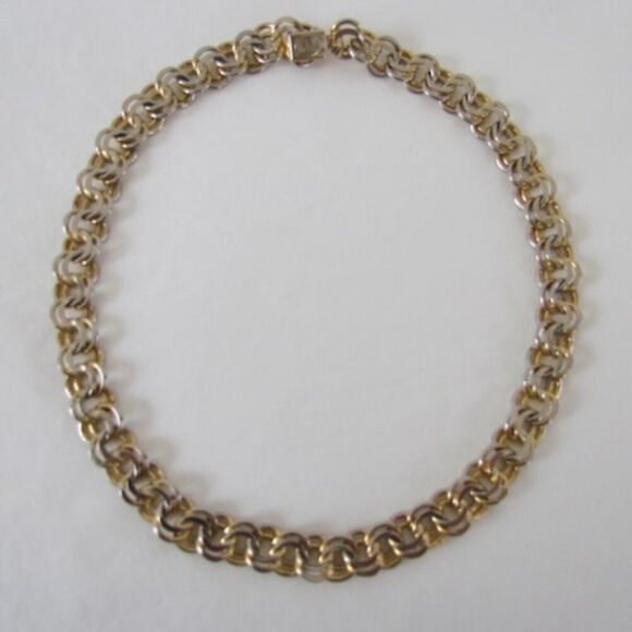 Vintage Hobé Gold & Silver Tone Double Prime Link Necklace 16" - Picture 7 of 10